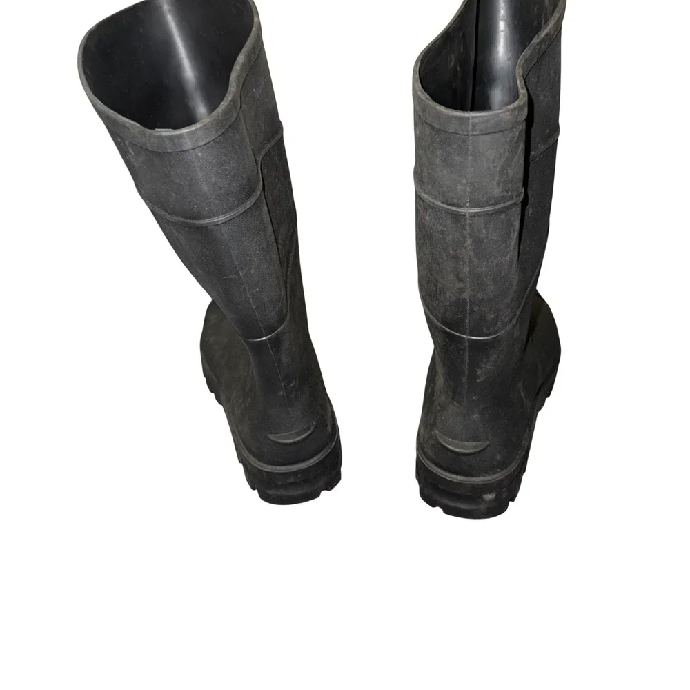 Unisex Black Rubber Rain Boots Mens 9 Womens 11 Made in USA Waterproof Lug Sole